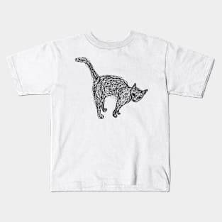 Black cat doodle light Kids T-Shirt